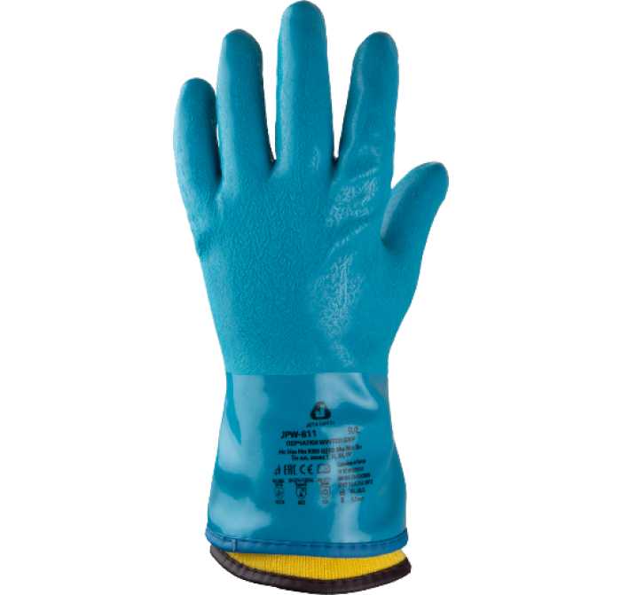Winter Grip Перчатки Jeta Safety трикотажные утепленные с покрытием из смеси ПВХ и нитрила для защиты от химических воздействий и пониженных температур