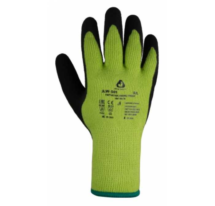 Viking Frost Перчатки Jeta Safety трикотажные из синтетических нитей с начесом с латексным покрытием ладонной части